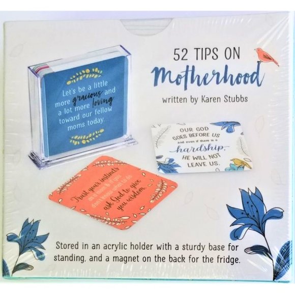 Boxed Card Set. 52 Tips on Motherhood. Clear Acrylic Holder. Magnetic Back. NWT. - Picture 3 of 3